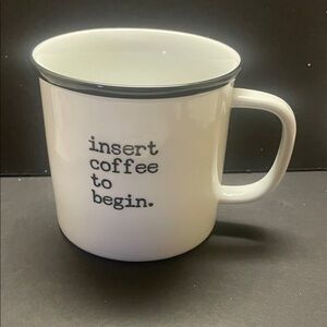 White Coffee Mug with Black Text